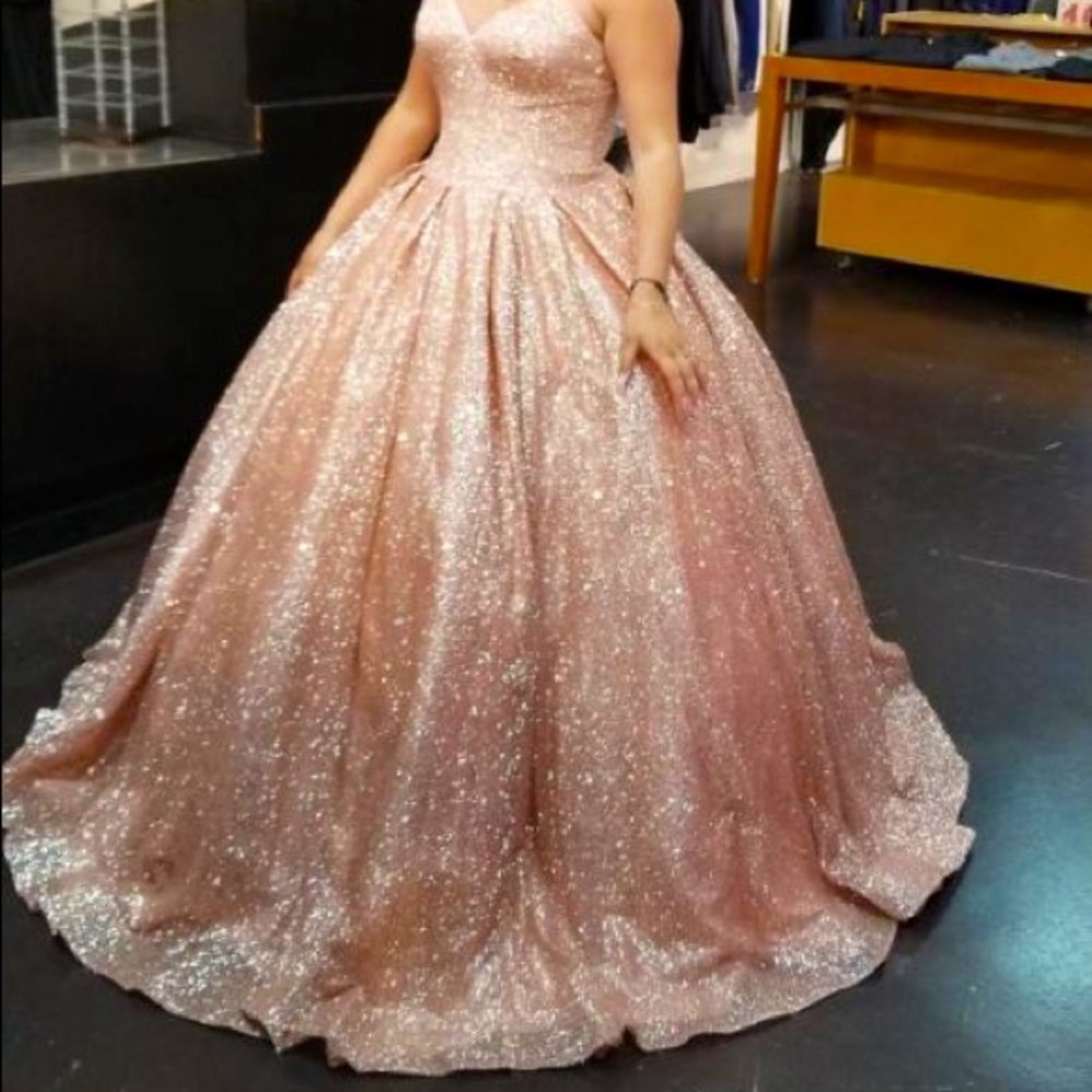 Strapless Rose gold quinceanera dress